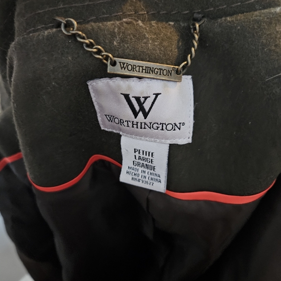 Worthington women's petite Large vintage wool 90s Y2K military vibe pea coat - Picture 6 of 11